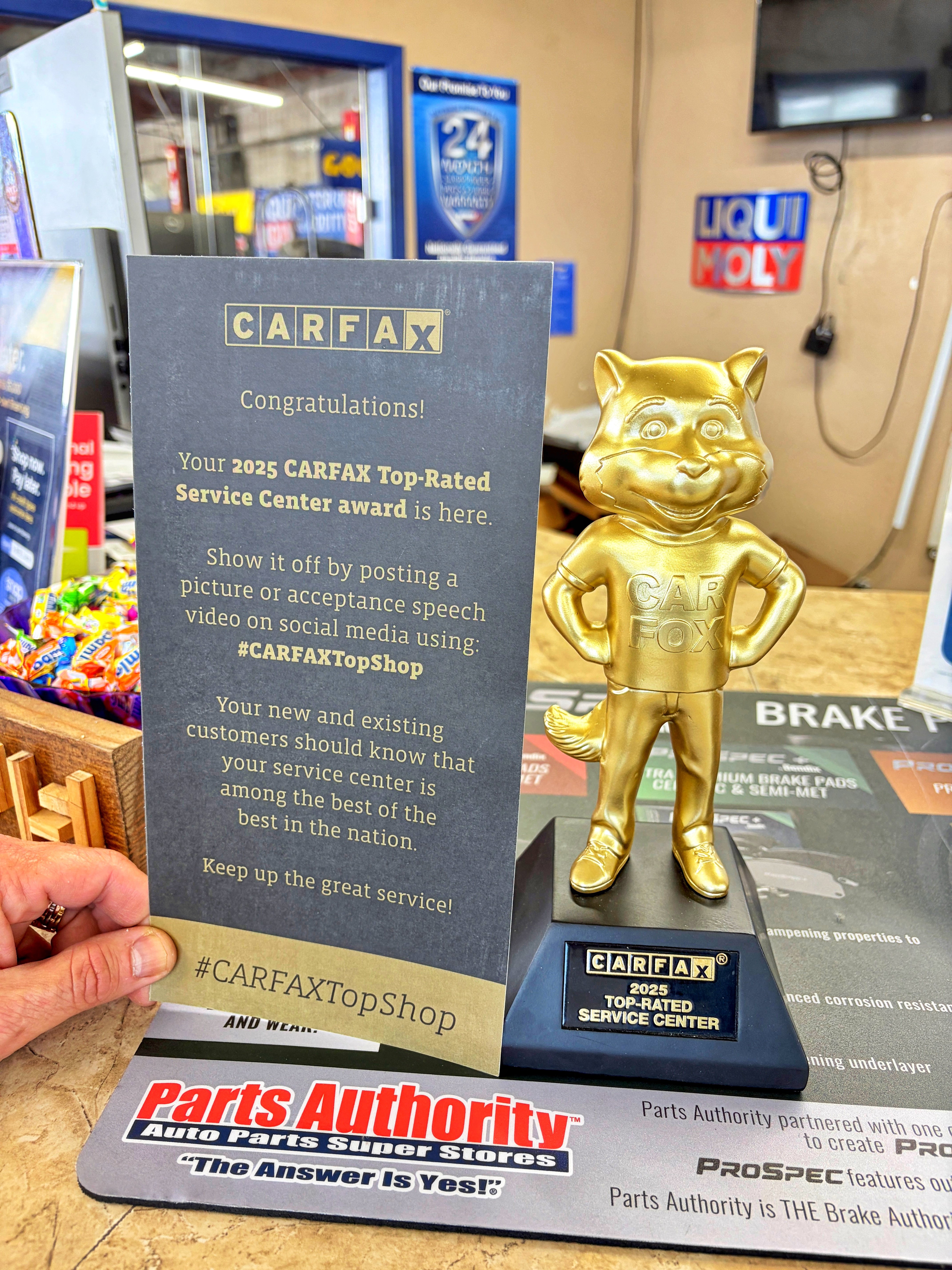 2025 CARFAX Top-Rated Service Center trophy